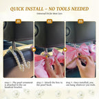 2 PCS Bow Pearl Car Seat Headrest Hook – Cute Purse Hook for Car, Girly Interior Decoration Accessories Hook Hanger, Seatback Holder for Purses & Bags, Elegant Car Organizer (Golden)