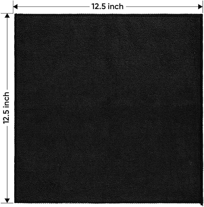 Black Microfiber Cleaning Cloth 50 Pack, 12.5 x 12.5 inch Microfiber Towels for Cars, Ultra Absorbent Car Washing Cloth, Lint Free Streak Free Cleaning Rags for Car, Kitchen, and Window
