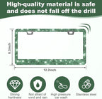 2 Pack Bling License Plate Frames for Women, Sparkly Rhinestone Diamond Car Accessories with Glitter Crystal Caps (Dark Green)