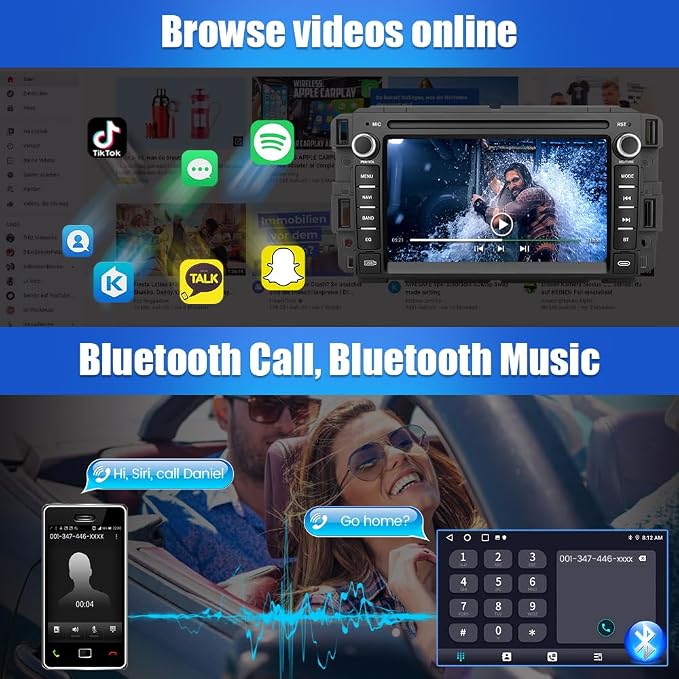 4Core Car Radio Stereo for Chevy Silverado GMC Sierra 2007-2013, Android 13 with CarPlay Android Auto Bluetooth GPS Navigation 5GHz WiFi with Backup Camera