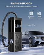 Tire Inflator Portable Air Compressor 150PSI Cordless Air Pump For Car Tires With Digital Pressure Gauge Auto Shut-Off Type C Charging And LED Light For Cars Motorcycles Bicycles Balls And More