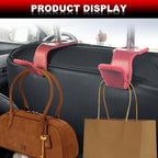 Automotive Universal 2PCS Leather Headrest Hooks, for Car Keep Purses Bags Coats and Groceries Secure Universal Fit for Most Vehicles, Red