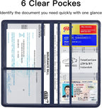 Premium Car Registration and Insurance Card Holder, Car Document Holder for Cards, Driver License & other Essential Documents (Deep Blue)