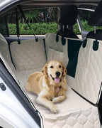 Dog Car Seat Cover with Mesh Window, 100% Waterproof Pet Seat Cover for Back Seat, Scratchproof Dog Hammock for Cars, Trucks, SUVs, Jeeps, Beige