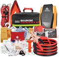 Car Emergency Kit, Roadside Safety Tool Kit with Gloves,Digital Auto Air Compressor Tire Inflator, First Aid Kit, 12 Feet Jumper Cable, Tow Strap, Flashlight for Women, Men, Teenagers