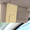 Car Sun Visor Organizer 6.02" x 4.76" Leather Multi-Pocket Visor Card Sleeve Pocket Car Truck SUV Interior Storage Pouch for Driving License Credit Cards Bills Sunglasses, Beige