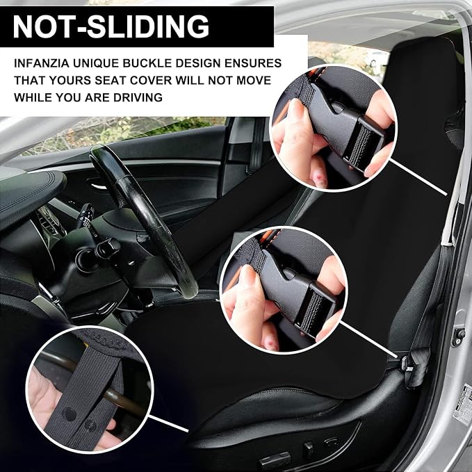 Premium Waterproof Seat Cover Towel Protector Neoprene Universal Fit, Upgraded 100% Washable & Removable Non-Slip Sweat Carseat Towel Covers, Perfect for Gym/Yoga/Workout（Black,2PCS