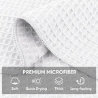 Waffle Weave Microfiber Towel, 10 Pack Lint Free Cleaning Rags, 12 x 12 Inches Barista Towels, Reusable Microfiber Cleaning Cloth for Household, Kitchen, Glass and Window, White