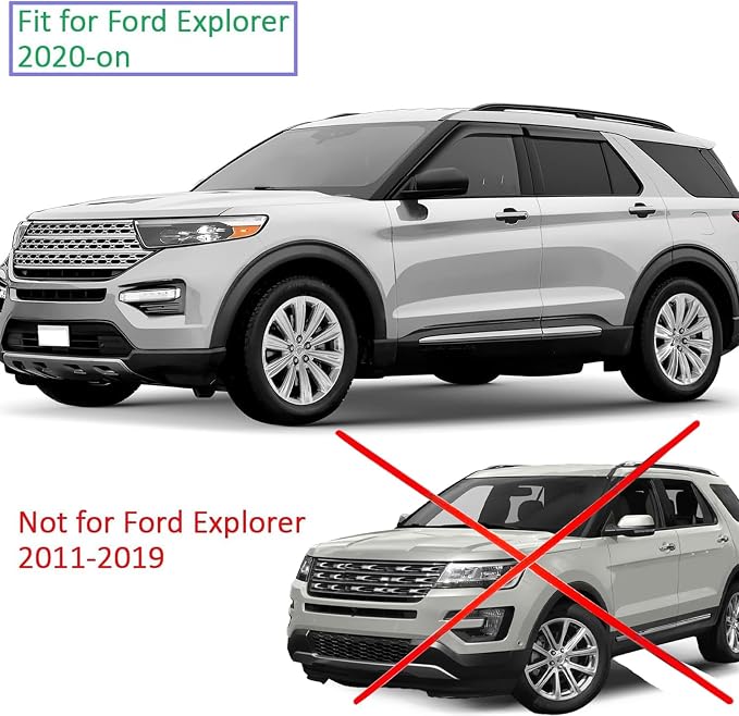Tape On Window Visors Rain Guards Compatible with 2020-2025 Ford Explorer, Side Vent Visor Window Deflector Shade for Explorer 20-25,Rain Deflectors for Car Windows,Truck Accessories-4pcs