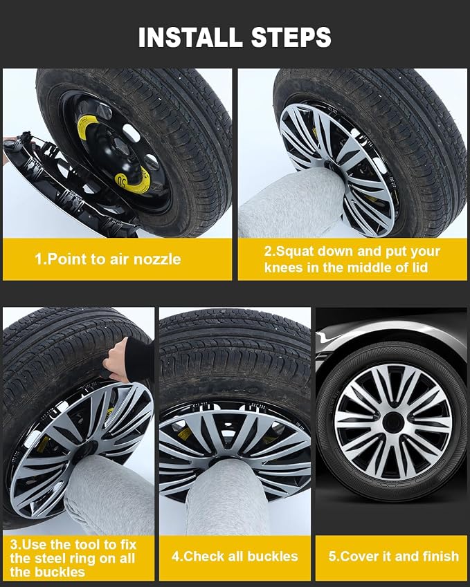 Hubcap Wheel Covers Hub Caps 16 Inch Set of 4 Black & Silver Universal Wheel Rim Cover R16 Stylish Car Decor Wheel Covers for Toyota Camry Nissan Mazda (black-09, 16 inch)