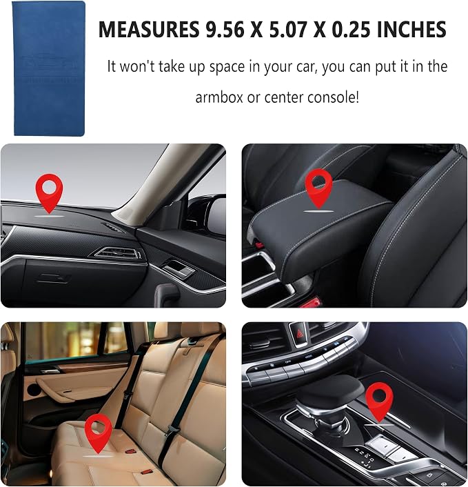 Car Registration and Insurance Holder,PU Leather Car Glove Box Organizer Car Document Holder for ID,Driver's License,Universal Car Organizer Car Accessories for Women/Men (Blue)