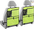 Neon Yellow Car Seat Organizer for Kids Backseat Kick Mat with Adjustable Strap Seat Back Protectors for Car Vehicle SUV 2 Pcs