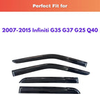 KPY Rain Guards Fit for 2007-2015 Infiniti G35 G37 G25 Q40, Out-Channel Window Visors Vent Wind Deflectors 4PC, Car Accessories for 07-15 Infiniti G35 G37 G25 Q40