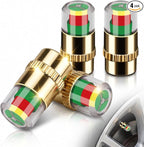 4Pcs Car Tire Pressure Monitor Valve Stem Caps Sensor Indicator 3 Color Eye Alert (Golden,2.2Bar 32PSI)
