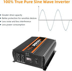 3500W Pure Sine Wave Inverter 12V to 120V with 4 Power Outlets for RV Solar Power