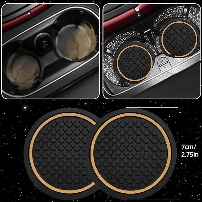 6 PCS Car Steering Wheel Cover Set, Microfiber Leather Steering Wheel Covers Universal 14.5-15 inch, Center Console Cover, Seat Belt Cushion, Cup Holder Coaster, Car Accessories Set Beige