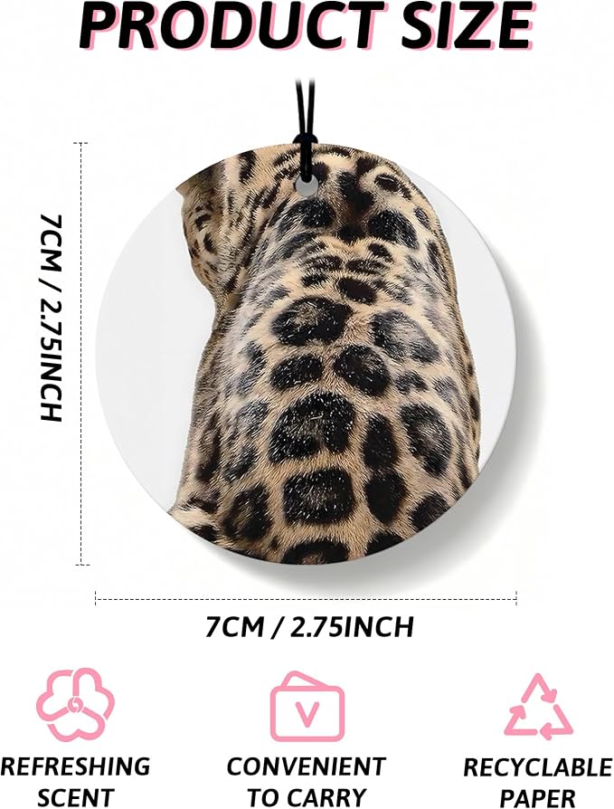Funky Leopard Print Orange Car Air Freshener 4 Pcs, Cheetah Lucky 8 Ball Ace Card Round Hanging Air Freshener for Cars Closet Drawer Books, Girly Y2k Car Accessories Mirror Decor for Women