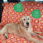 3-in-1 Back Seat Cover for Dogs, 100% Cotton Canvas Back Seat Hammock with Headrest Straps, Belt Slots, & Anchors, Non-Skid Cargo Area Cover, Machine Washable, No Harmful Chemicals, 56"x56"