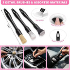 21PCS Car Detailing Kit Interior Cleaner - with Handheld Car Vacuum, Windshield Cleaning Tool, Detailing Brushes, Car Cleaning Supplies Kit for Women Men (Pink)