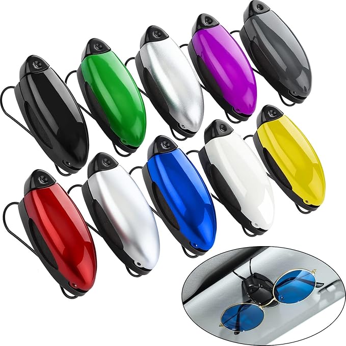 10 Pieces Auto Car Vehicle Sun Visor Clip Holder for Sunglasses Glasses Holder Hanger Eyeglasses Mount Ticket Card Clip Car Accessories(Colorful)