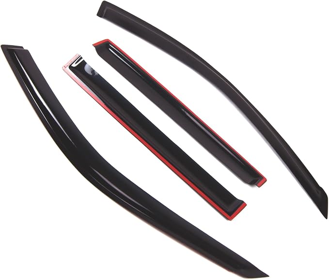 Outside Mount Window Vent Visors Rain Guards Compatible with Toyota Highlander 2001-2007 | Side Window Wind Deflectors Rain Shields | Black Tinted, 4 Pcs Set, BGWV-428