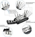 Bike Tire Repair Kit, 21-PC with 16-in-1 Multitool & Saddle Bag - Portable Bicycle Emergency Tool Set for Road, Mountain & Commuter Bikes - Glueless Patches, Emergency Flat Tire Repair