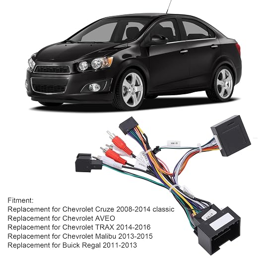 Radio Wiring Harness Fit for Cruze, Audio Wiring Harness with CAN Bus Box 16Pin Replacement