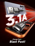 USB C Cable [2-Pack 10ft], USB A to USB Cord Fast Charging for iPhone Air, iPhone 17, iPhone 17 Pro, iPhone 17 Pro Max, iPhone 16/iPhone 15 Series, Samsung S20 S10, Note 20 10, Car Pla - Grey