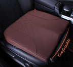Premium Car Seat Cushion, Memory Foam Driver Seat Cushion to Improve Driving View- Coccyx & Lower Back Pain Relief - Seat Cushion for Car, Truck, Office Chair (Leather Brown)