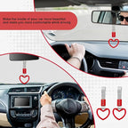 2PCS Heart Shaped Car Handle Straps, Rear Bumper Warning Keychain Ring for Car Exterior Accessories (Red-Silver)