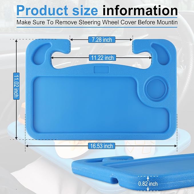 Car Steering Wheel Desk, Travel Car Accessories, Car Stand Trays for Eating, Multipurpose Car Steering Wheel Desk Tray Table(Blue)