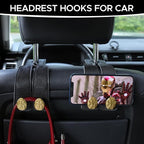Leather Car Purse Hook for Headrest, 2 Pack, Black-Gold | Twin Hooks Headrest Hangers, 2/4 Pack, No-Slip, Scratch-Proof, Holds Purses, Backpacks, Grocery Bags, Car Organizer Gift