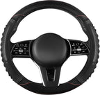5D Honeycomb Black Car Steering Wheel Cover,14.5-15 Inch Universal Carbon Fibre Leather Covers Breathable Anti-Slip Odorless Steering Wheels Accessories for Men Women