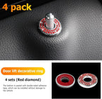 4 Pcs Bling Car Inner Door Lock Covers, Crystal Pull Rod Bolt Stickers, Sparkly Rhinestones Auto Door Bolt Decorations, Vehicle Lock Pin Cap Decors for C Class C200L GLC260 C260L (Red)