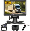 7" 2-Channel Truck Backup Camera Monitor kit No Lag Waterproof Induction Night Vision Reverse Camera + IPS Screen Rear View Monitor Vehicle Parking System for RV Bus Trailer Truck (49ft Video Cable)