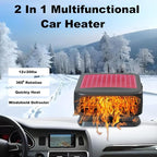 Car Heater, 12V 200W Windshield Defroster Portable Car Heater that Plugs into Cigarette Lighter, 360° Rotatable Car Heaters for Vehicle,SUV,RV,Jeeps (Red)