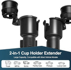 Car Cup Holder Expander, Cup Holder Expander, Cupholder Expander with Adjustable Extension Base and 360° Rotation Design, Fits Mugs, Cups, Large Water Bottles in 2.9"-3.8" (10-46oz), Black