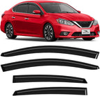 Voron Glass Tape-on Rain Guards for Nissan Sentra 2013-2019 Sedan, Window Deflectors, Vent Window Visors, 4 Pieces - 100318