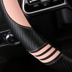 Car Steering Wheel Covers for Women Padded Carbon Fiber PU Leather Cute Auto Interior Accessories for Vehicle, Sedan, Universal, Anti Slip, Pink, Standard Size, 14.75-15.15in