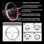 Microfiber Leather Steering Wheel Cover Universal 15 inch(Pink)