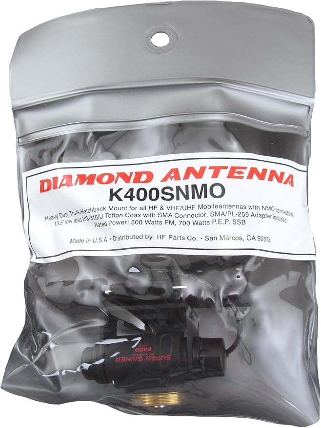 Diamond Antenna K400SNMO K400 Series Trunk and Hatchback Mount Heavy Duty Adjustable Mobile Radio Antenna Mount with NMO Base for Sedan Hatchback and Compact Vehicle Installations