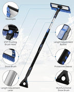47.7″ Extendable Snow Brush and Ice Scraper, 270° Pivoting Snow Scraper Brush for Car Windshield, Telescoping Ice Scraper, Foam Grip, Heavy Duty Snow Remover for Cars, Trucks, SUV (Black)