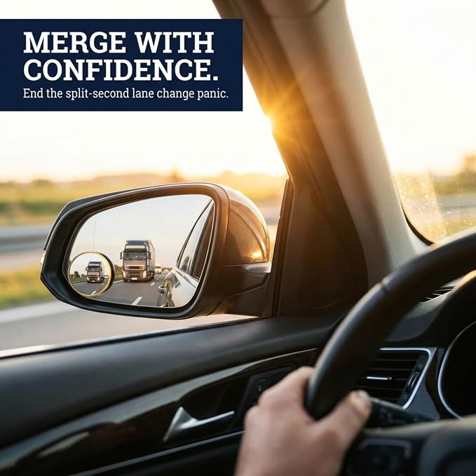 Blind Spot Mirror 2 Pack, 2 Inch Round HD Glass Convex Mirror for Car, Wide Angle Side Rearview, Waterproof 3M Adhesive, Easy Installation for Cars SUV and Trucks - Performore