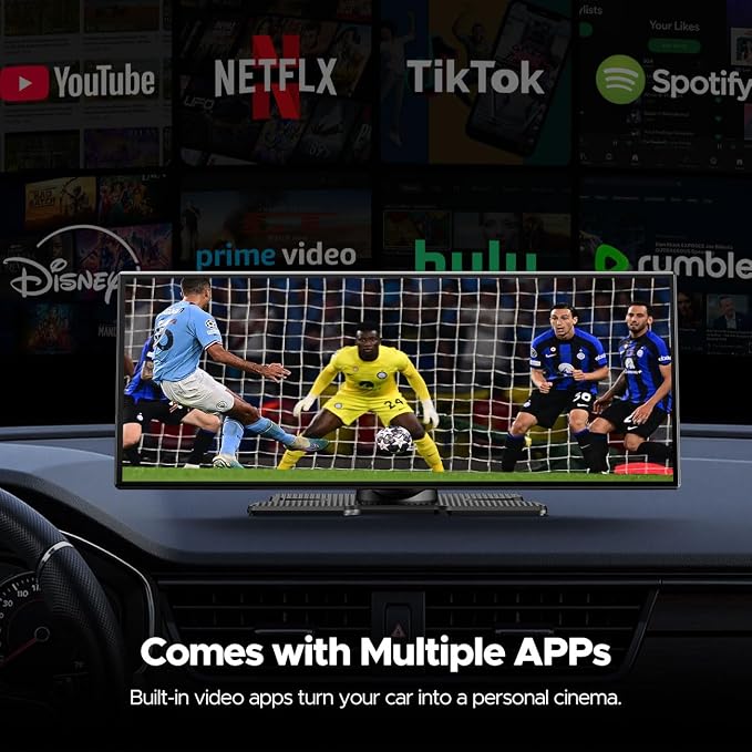 11'' Wireless Carplay Screen for Car Built-in Net-Flix YouTube Apps, Portable Touchscreen Car Stereo with Android Auto, Backup Camera, OTA Updates, Bluetooth, Voice Control, GPS Navigation,FM