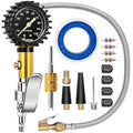 Tire Inflator with Pressure Gauge (0-100 PSI) with Large 2" Glow Dial- ANSI B40.1 Accurate, Premium Braided Hose, Durable Rubber Cover, Perfect for Car, Truck, Motorcycle, RV