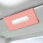 Car Tissue Holder, Auto Sun Visor Napkin Holder Hanging Paper Towel Dispenser with Tissue Refill, Premium Leather Napkin Case Mask Organizer for Backseat & Visor, Car Accessories (Pink)