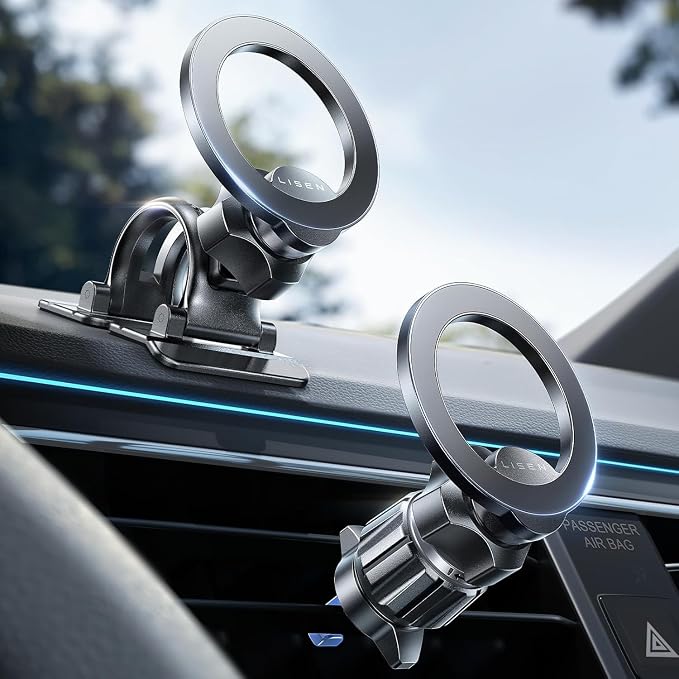 for MagSafe Car Phone Mount -Strong Magnets Magnetic Phone Holders for Your Car 2-in-1 Vent Dashboard Magnet Cell Phones Holder Mounts Car Accessories Gitfs for Men Women fit iPhone, Black | Dash Accents