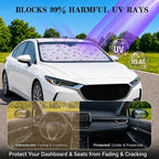 Car Windshield Sun Shade, Universal Fit Compact Sedan SUV, Cute Heart Bow | 59 x 27.5" Car Sun Visor, Foldable Front Window Sunshade, UV Heat Protection, Girly Bow Series