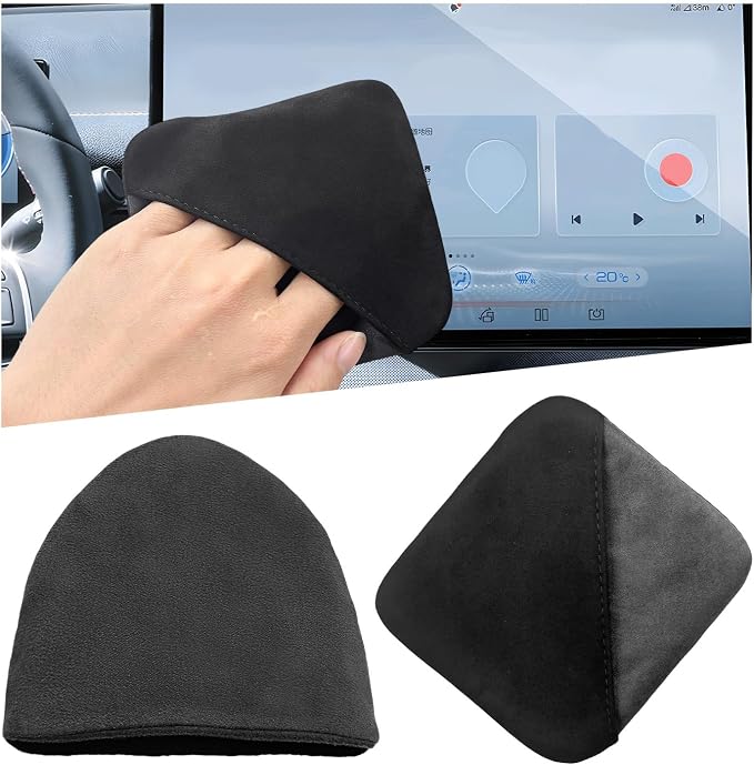 2 PCS Car Screen Cleaner, Microfiber Auto Screen Cleaning Pad, Foldable Touch Screen Cleaner Cloth for Vehicle Dashboard LCD Display, Car Cleaning Kits (Triangle+Square)