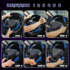 Soft Leather Steering Wheel Cover with Breathable Design and Anti-Slip Grip, Fully Compatible with Tesla, Toyota, Honda, Nissan 14.5-15.2 inch Round Steering Wheel（Sedans and SUVs）